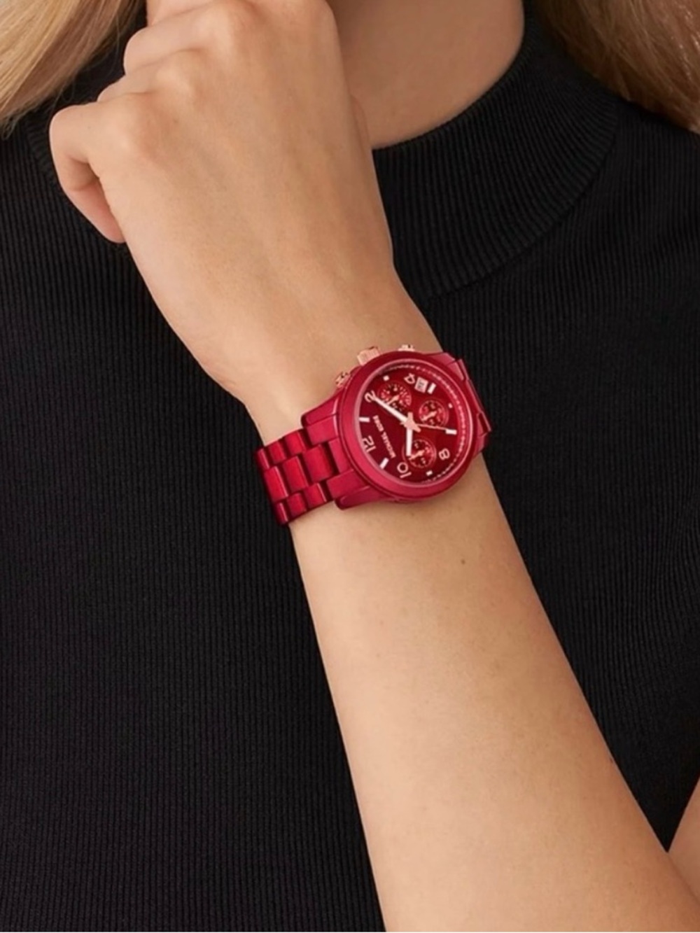 Michael Kors Runway Chronograph Red-Coated Stainless Steel Watch - Picture 13 of 13